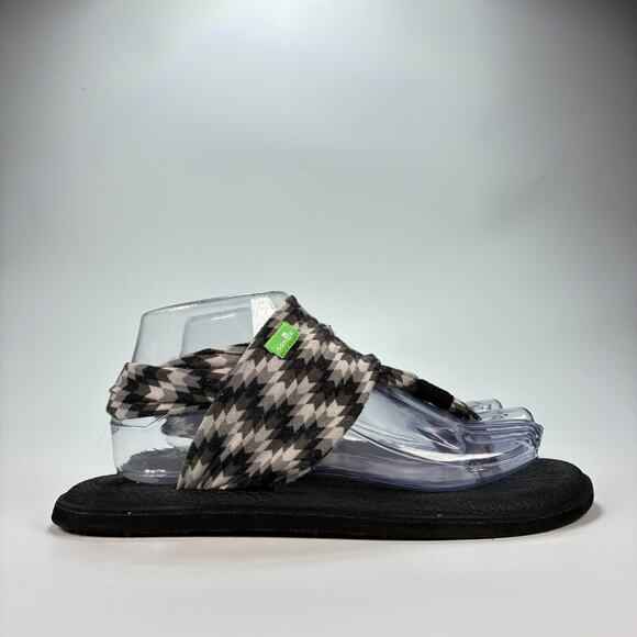 Sanuk Yoga Sling 2 Prints Black White Flip Flops Sandals 110069-4 Women's Size 8 - Picture 1 of 9